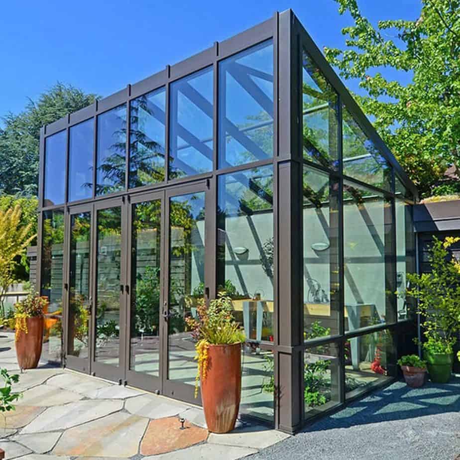 Image of Glass panels greenhouse walls materials