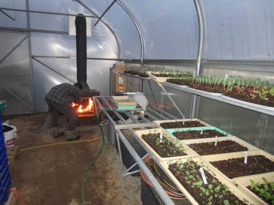 greenhouse heating with wood stoves