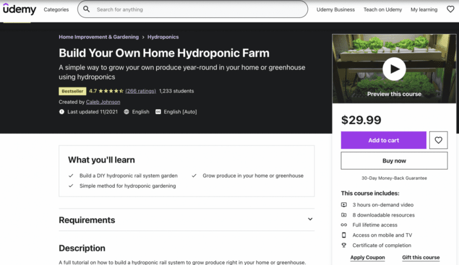 Build Your Own Home Hydroponic Farm by Caleb Johnson Review